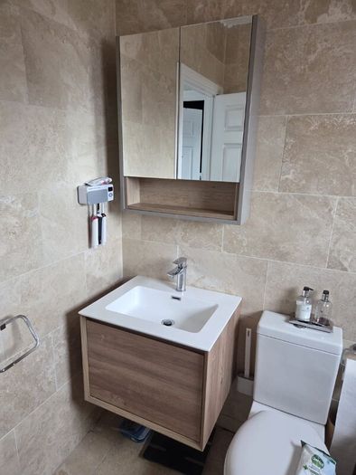 Bathroom floating sink unit and cupboard