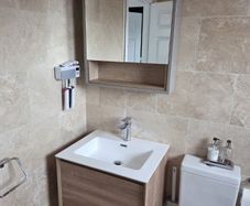 Bathroom floating sink unit and cupboard