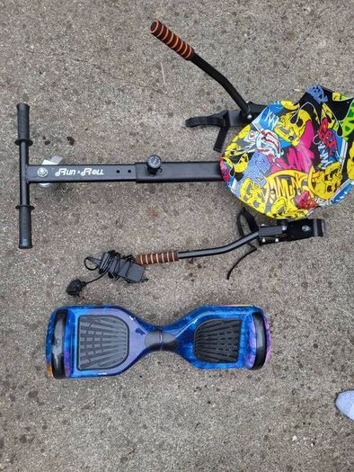hoverboard and kart, with case and charger.  Very good condition
