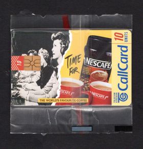1997 Ireland 10 unit Nescafe coffee. The slogan Call and see if they'll come over for Nescafe (Gemplus GEM1) Call Card Mint in packaging. Telecom Eireann no 1186