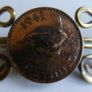 Vintage Twisted brass and Copper Foreign Coin Pin Image 2