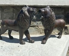 Superb Pair of 19th Century Chinese Antique Bronze Lions