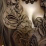Women's Cardigan Black Organza Floral Trim Image 2