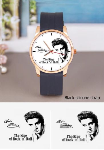 Elvis. The Rock n Roll King, Black Silicone strap