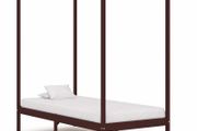 Canopy Bed Frame Dark Brown Solid Pine Wood 90x200 cm