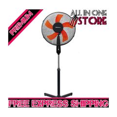 Stand Fan Pedestal fan 16" Oscillating free stand fan Floor fan adjustable height Black & Orange (FREE SHIPPING)