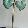 Gold Heart Marbled Turquoise Enamel Earrings Image 3