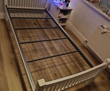 Two Matching Wooden Single Beds: Pine and White