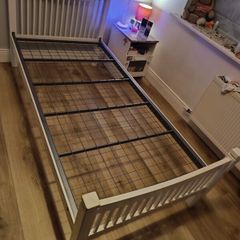 Two Matching Wooden Single Beds: Pine and White