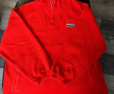 Vintage Reebok Red/Orange Fleece Quarter Zip Pullover Jacket Y2K Size L-XL