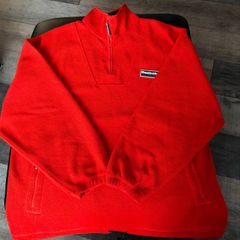 Vintage Reebok Red/Orange Fleece Quarter Zip Pullover Jacket Y2K Size L-XL