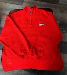 Vintage Reebok Red/Orange Fleece Quarter Zip Pullover Jacket Y2K Size L-XL