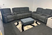 New Madrid Grey Fabric Recliner Sofa Set