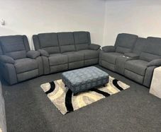 New Madrid Grey Fabric Recliner Sofa Set