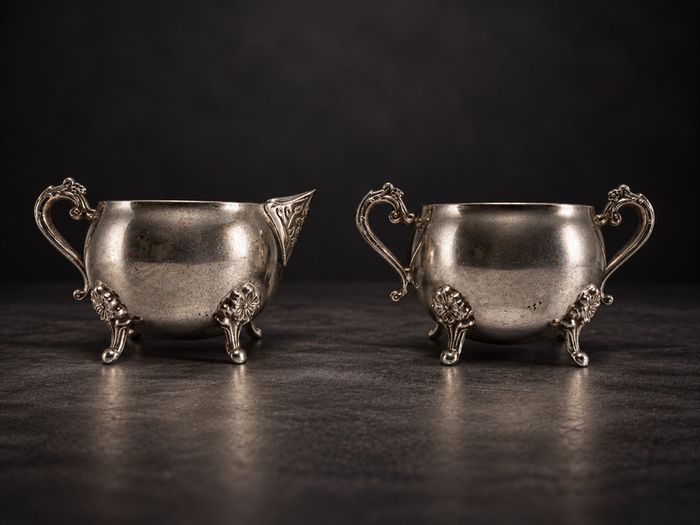 Vintage Silver-Plated Cream & Sugar Set