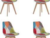 Set of 4 Patchwork Dining Chairs  Beech Wood Legs