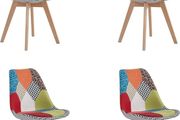Set of 4 Patchwork Dining Chairs  Beech Wood Legs