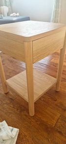 oak table with drawer.