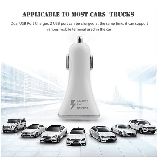 Universal Dual USB Car Charger 5V 2.1A Adaptive Fast Charger with LED