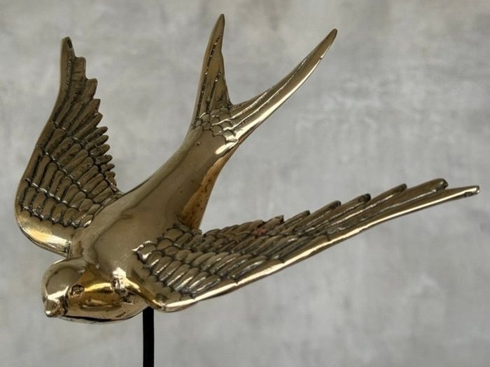 Flying Swallow Tabletop Figurine - Polished Bronze