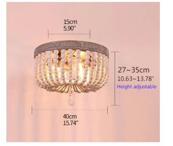 BRAND NEW Antique lime white round wooden beads living room bedroom dining cafe ceiling light