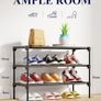 Shoe Rack - Premium Non-Woven Shoe Rack Shelf, Shoe Organizer for Closet, Entryway, Garage & Corridor, Sturdy & Durable Long Stackable Shoe Shelves, 63 x 30 x 39 cm, Black Image 2