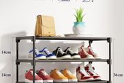 Shoe Rack - Premium Non-Woven Shoe Rack Shelf, Shoe Organizer for Closet, Entryway, Garage &amp; Corridor, Sturdy &amp; Durable Long Stackable Shoe Shelves, 63 x 30 x 39 cm, Black
