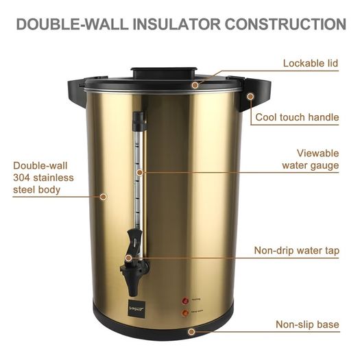 Commercial stainless steel Coffee Urn 16L 110cups Double Wall Stainless steel Large Coffee Maker