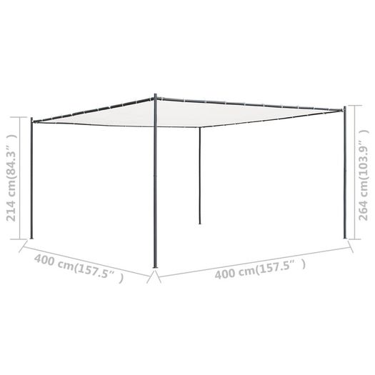 Gazebo with Flat Roof 4x4x2.4 m White 180 g/m.sqr