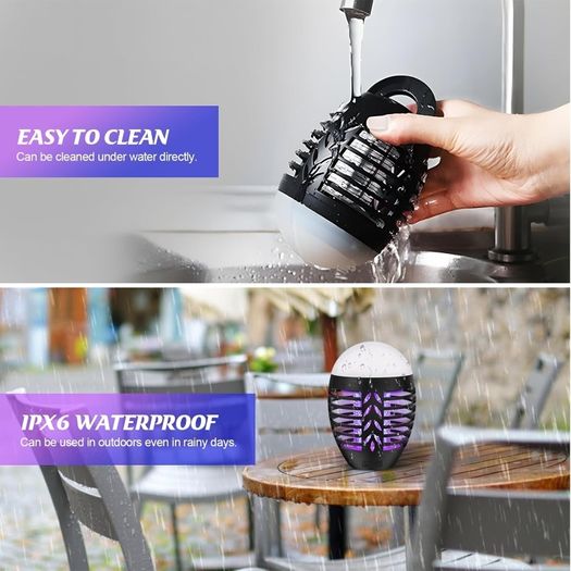 HgUltra Insect Killer, Mosquito Lamp, USB Rechargeable with LED Light, IPX6 Waterproof, Battery for Indoor and Outdoor Use