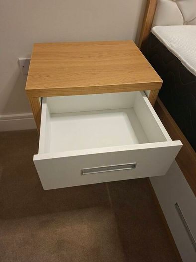 New and Unused Bedroom Set: Storage Bed, Mattress, Desk and 2 Bedside Lockers
