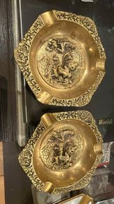 Brass ashtrays rare design. Circa 1960