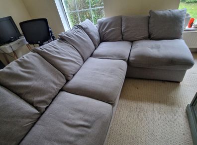 Harvey Norman Fantasia grey corner sofa with chaise