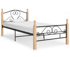 Bed Frame Black Metal 100x200 cm