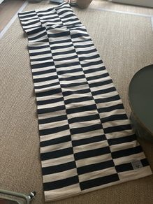 Modern Black & White Checked / Striped Runner Rug (252cm x 77cm)