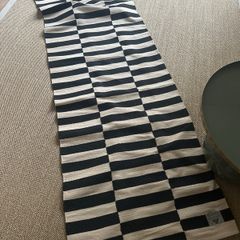 Modern Black & White Checked / Striped Runner Rug (252cm x 77cm)