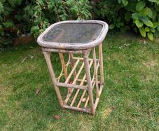 bamboo table with glass top