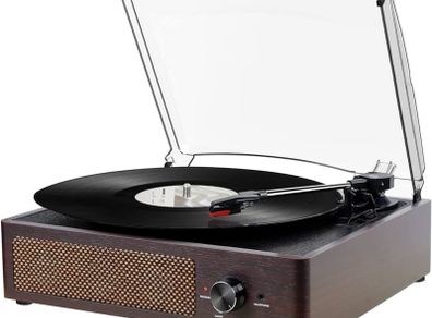 Vinyl Record Player Bluetooth Belt-Driven 3-Speed Turntable, Vintage Retro Record Players Built-in Stereo