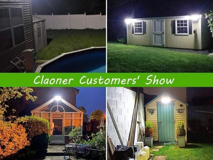 Solar Lights Outdoor 3 Heads, Claoner Upgraded 128 LED Solar Motion Sensor Security Light with 360 Degree Wide Lighting Angle, Easy to Install, IP65 Waterproof Durable Solar Powered Flood Lights for Outside (FREE POSTAGE)