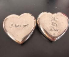 Vintage Links of London heart paperweights pair