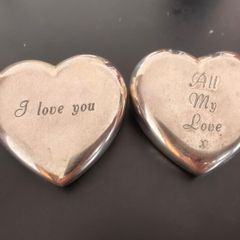 Vintage Links of London heart paperweights pair