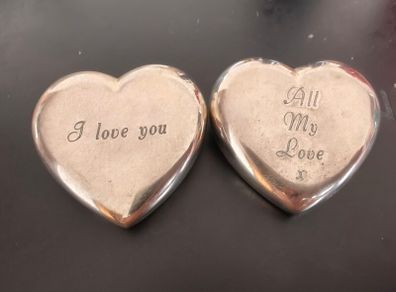 Vintage Links of London heart paperweights pair