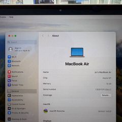 Macbook Air M1 13.3 | 8gb Ram | 256gb Ssd | 189 Cycles