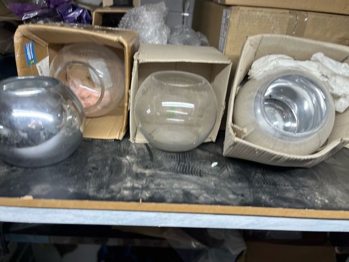 Section of glass vases and bowls
