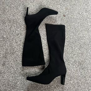 Reformation Rose Neoprene Knee Boots Sz 9UK 11US 42 Black Classic Heels Party