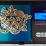 Heavy 925 Silver T-bar necklace & Heart bracelet 74.45 grams total weight Image 8