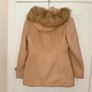 Miss Selfridge Petite Women's Beige Coat with Faux Fur Hood - size UK 6 Image 4