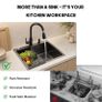 Black Kitchen Sink 50 x 45cm Stainless Steel Sink Bowl with Pull Down Tap Kitchen Sinks Single Bowl with Drainer Basket Soap Dispenser, Deep Bowl for UK Kitchens, Top/Flush/Undermount Sink Image 6