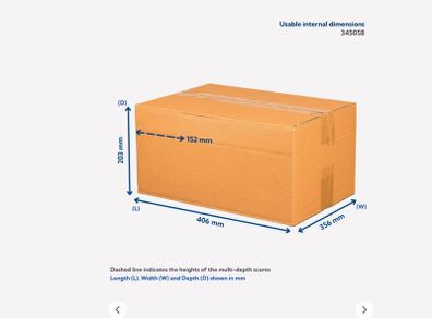 Multi-Depth Single Wall Cardboard Boxes - 406 mm x 356 mm x 203 mm