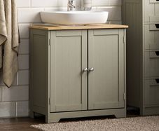 Under Sink Bathroom Cabinet Floor Standing Storage Cupboard Basin Unit, Grey